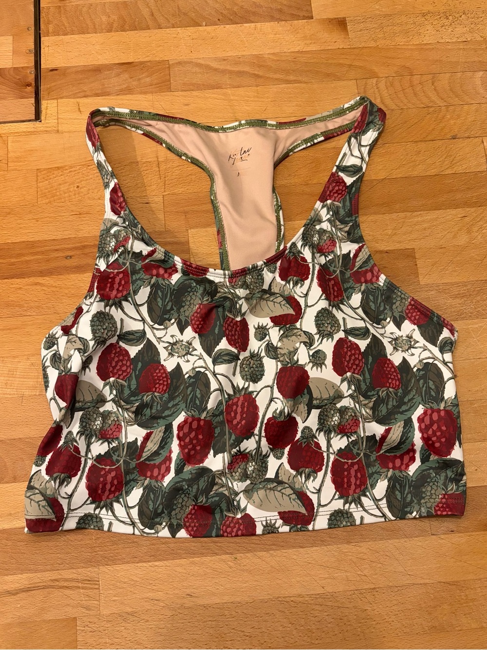 Kortni Jeane Floral Raspberry Print Racerback Bikini Top Large